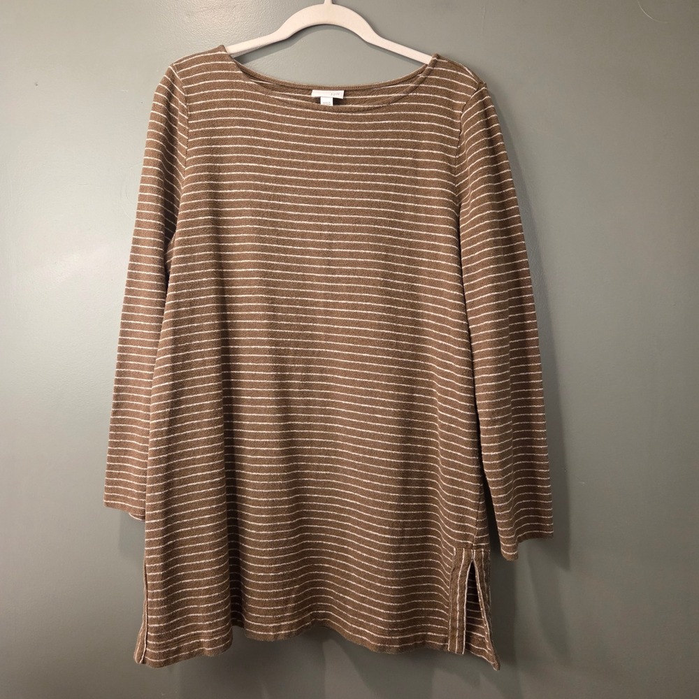 J. Jill Women's 100% Cotton Long Sleeve Striped Tunic Size XL